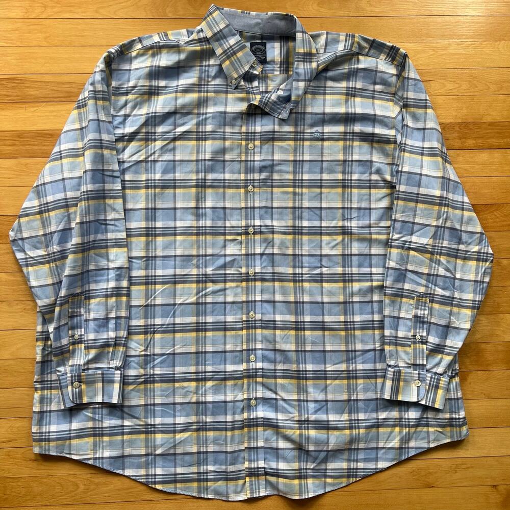 Brooks Brothers The Original Polo Shirt Mens 4XLT Button Down Blue Yellow NWOT